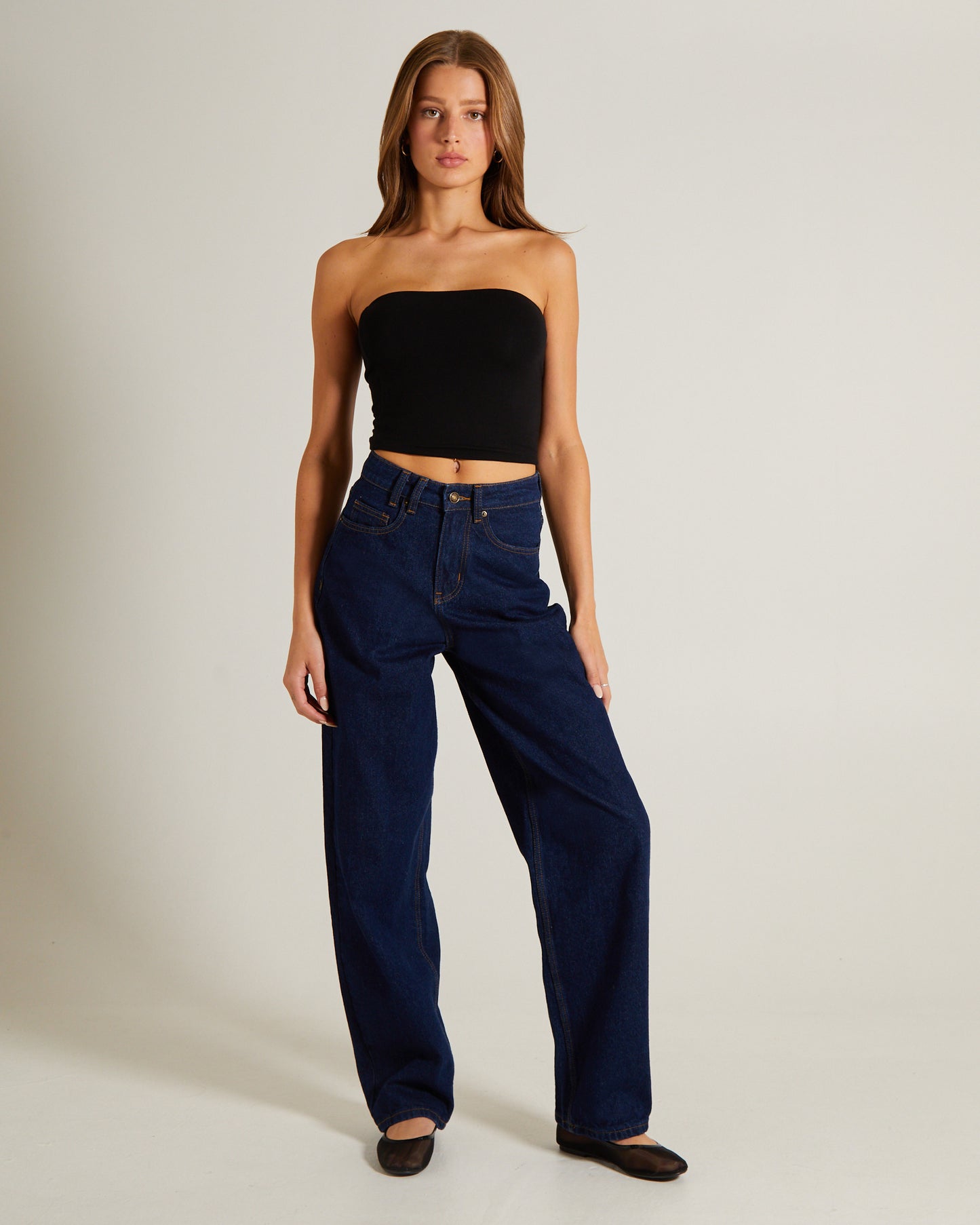 Slinky Strapless Top in Black