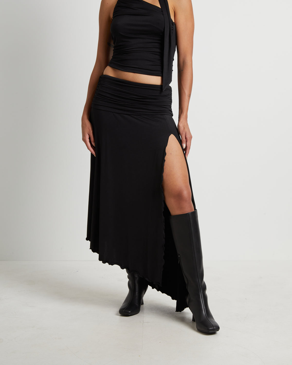 Florence Fairy Hem Maxi Skirt in Black BLACK