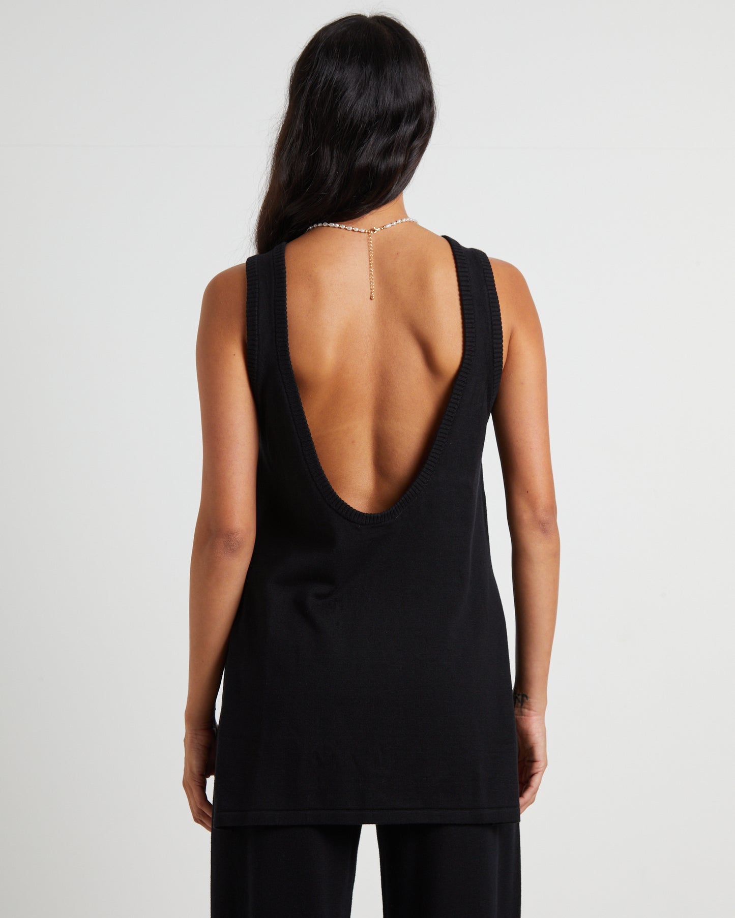 Riley Split Tank Top in Black