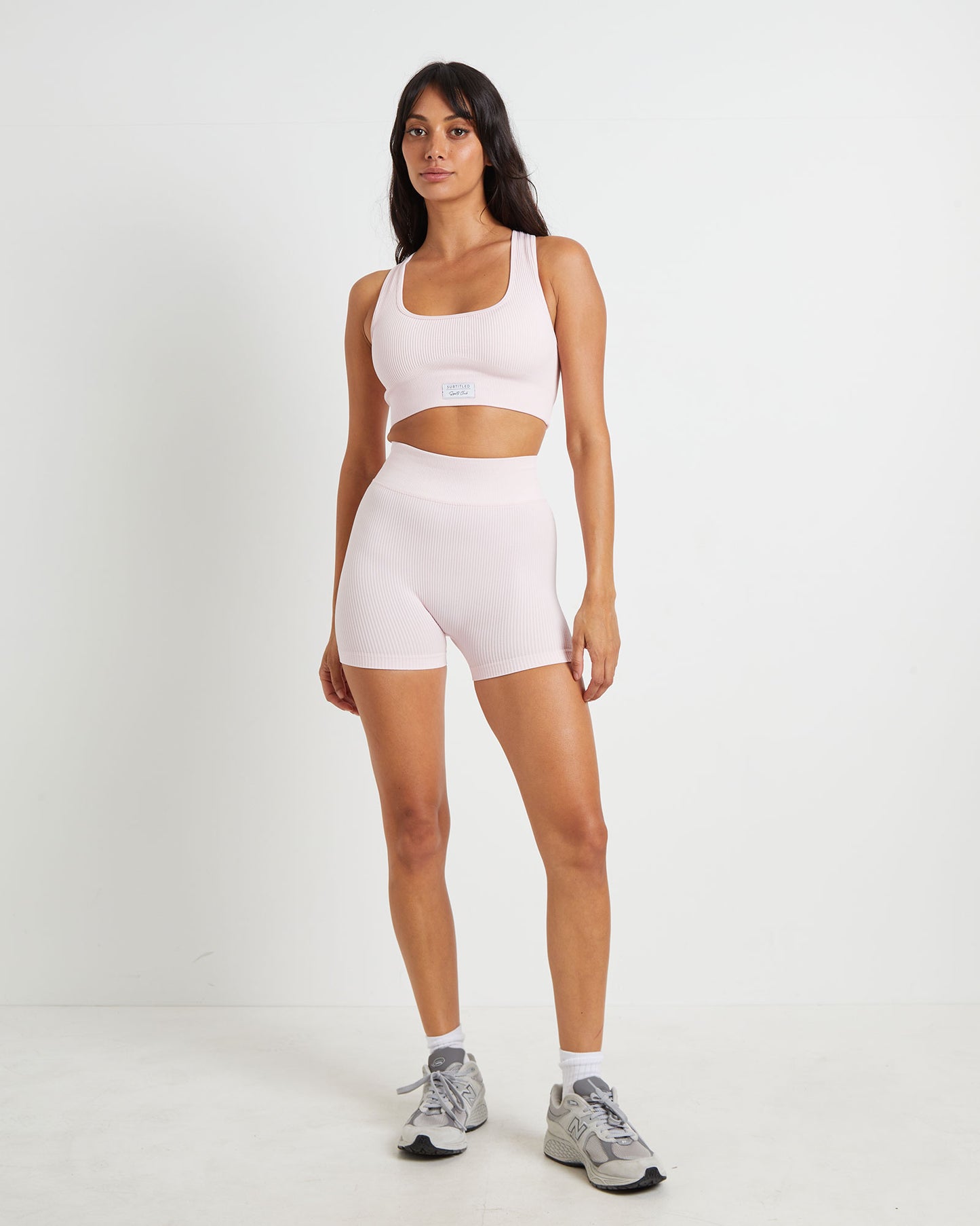 Sports Cross Back Crop Top in Ballet Pink