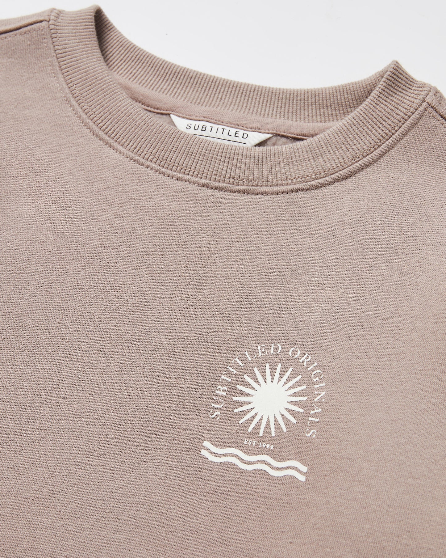 Girls Resort Club Crew Neck Fleece Jumper in Taupe