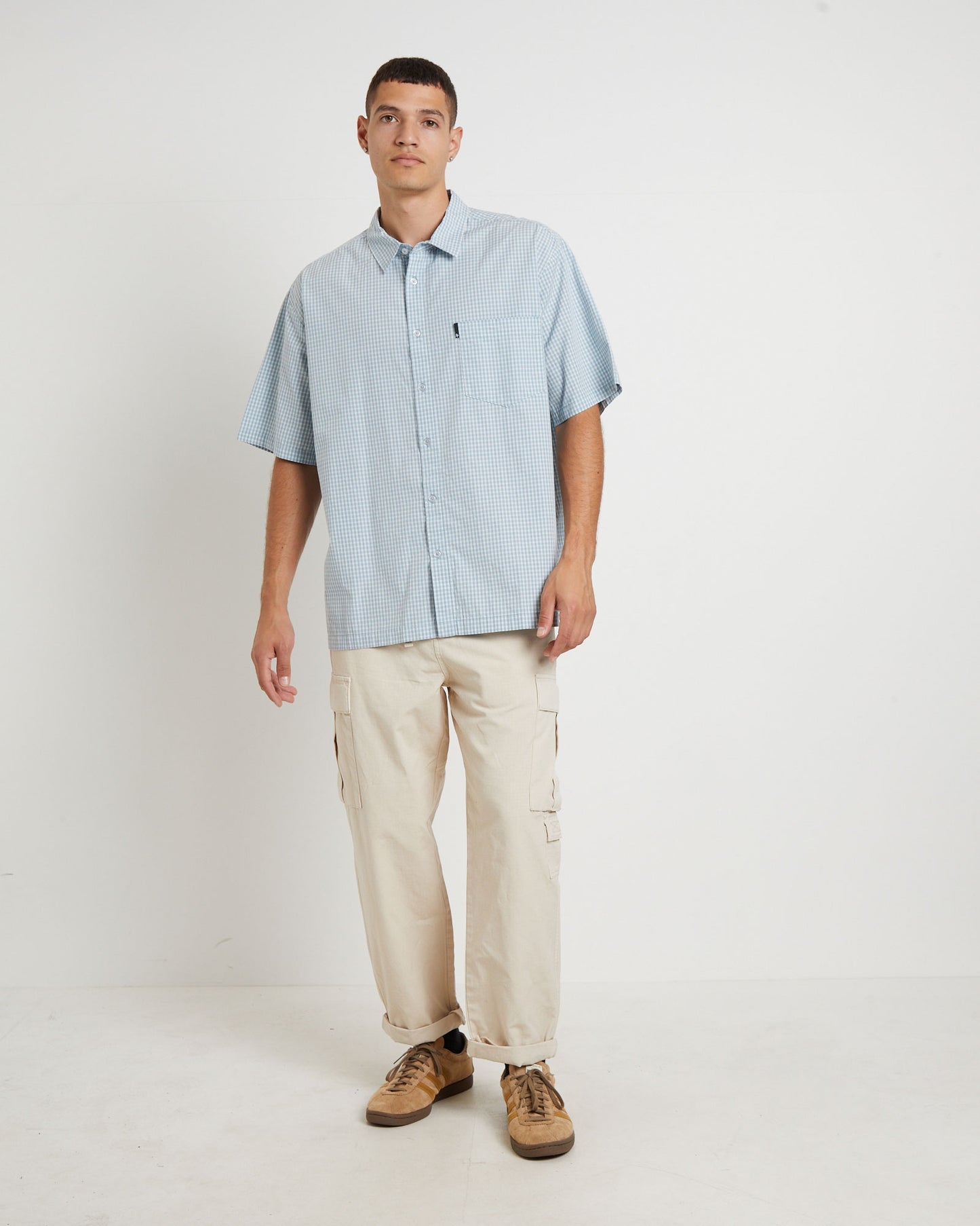 Skate Short Sleeve Shirt in Sky Check