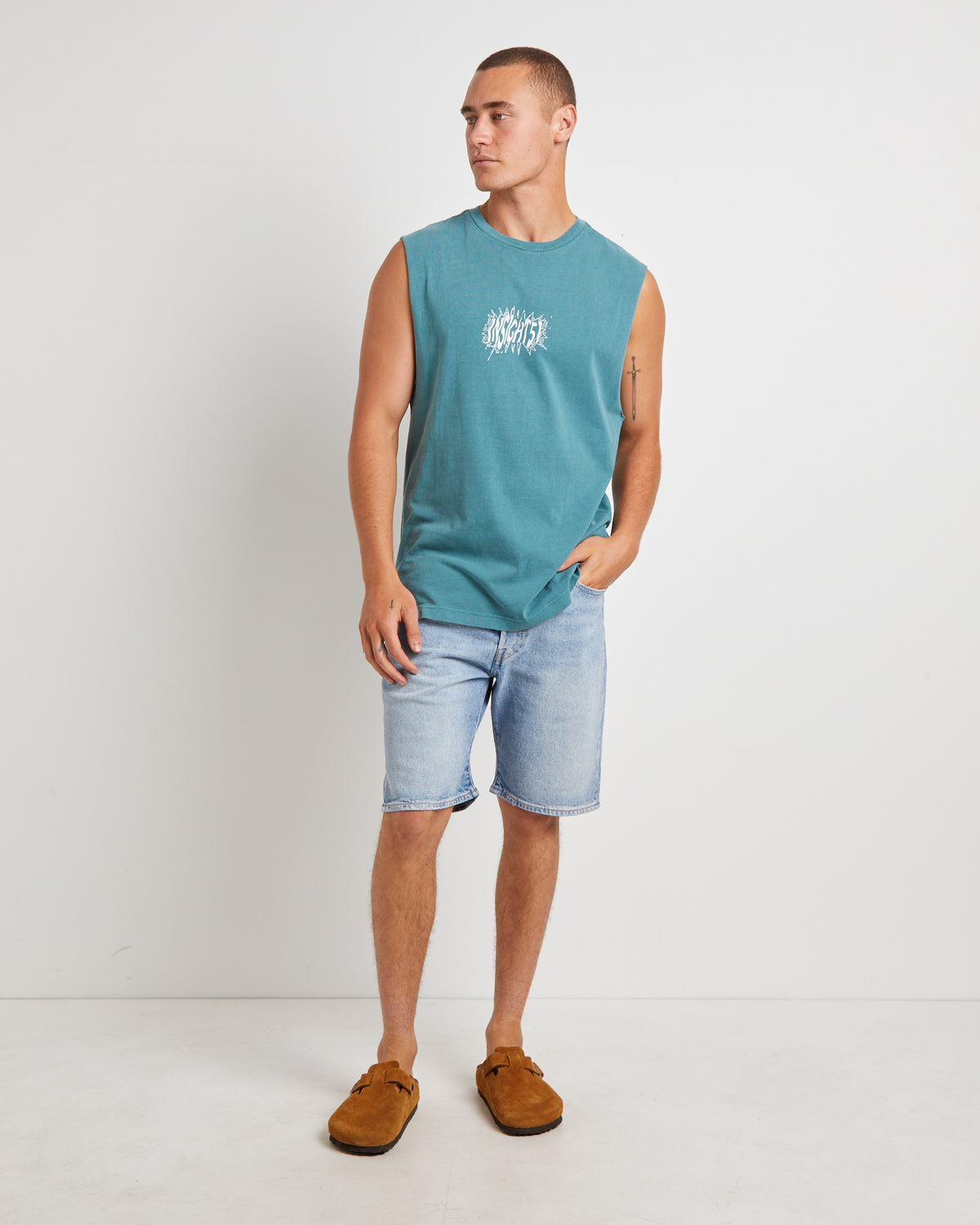 Fragment Muscle Tee in Teal GREEN