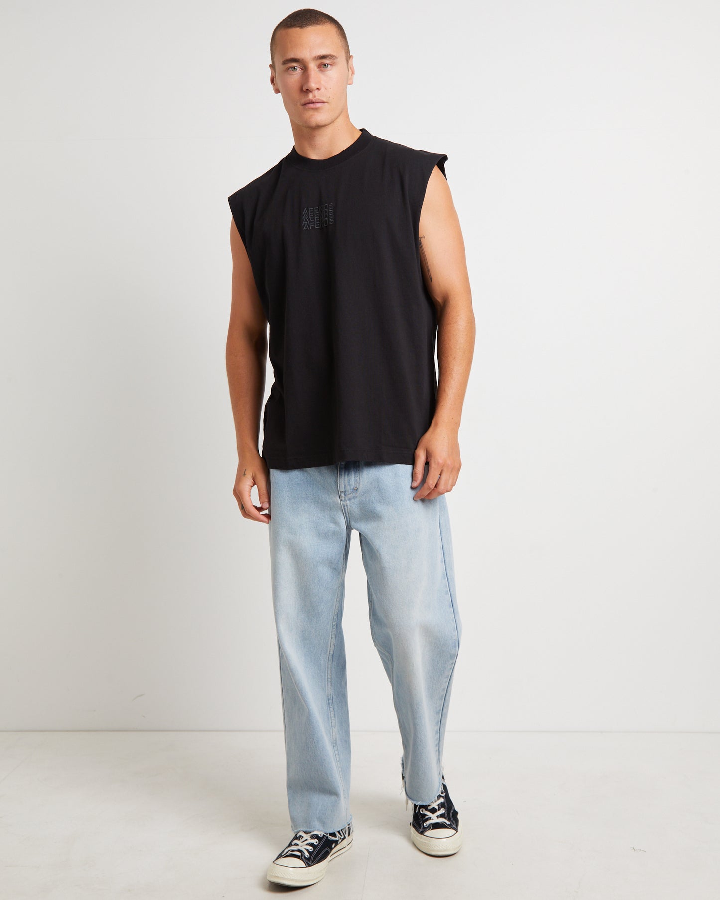 Limits Recycled Sleeveless Tank Tee in Black