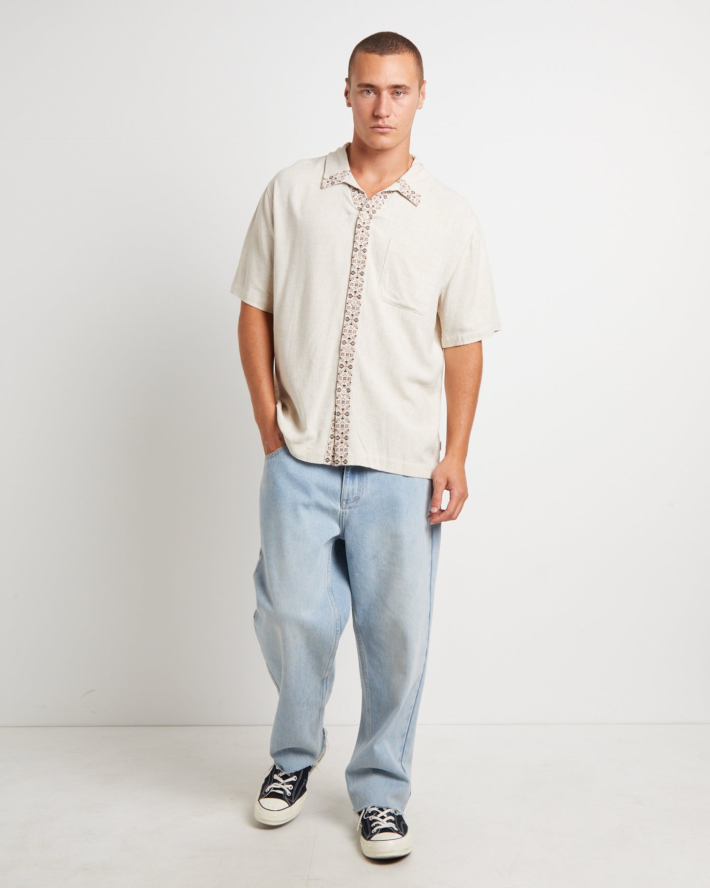 Mikey Short Sleeve Resort Shirt in Natural