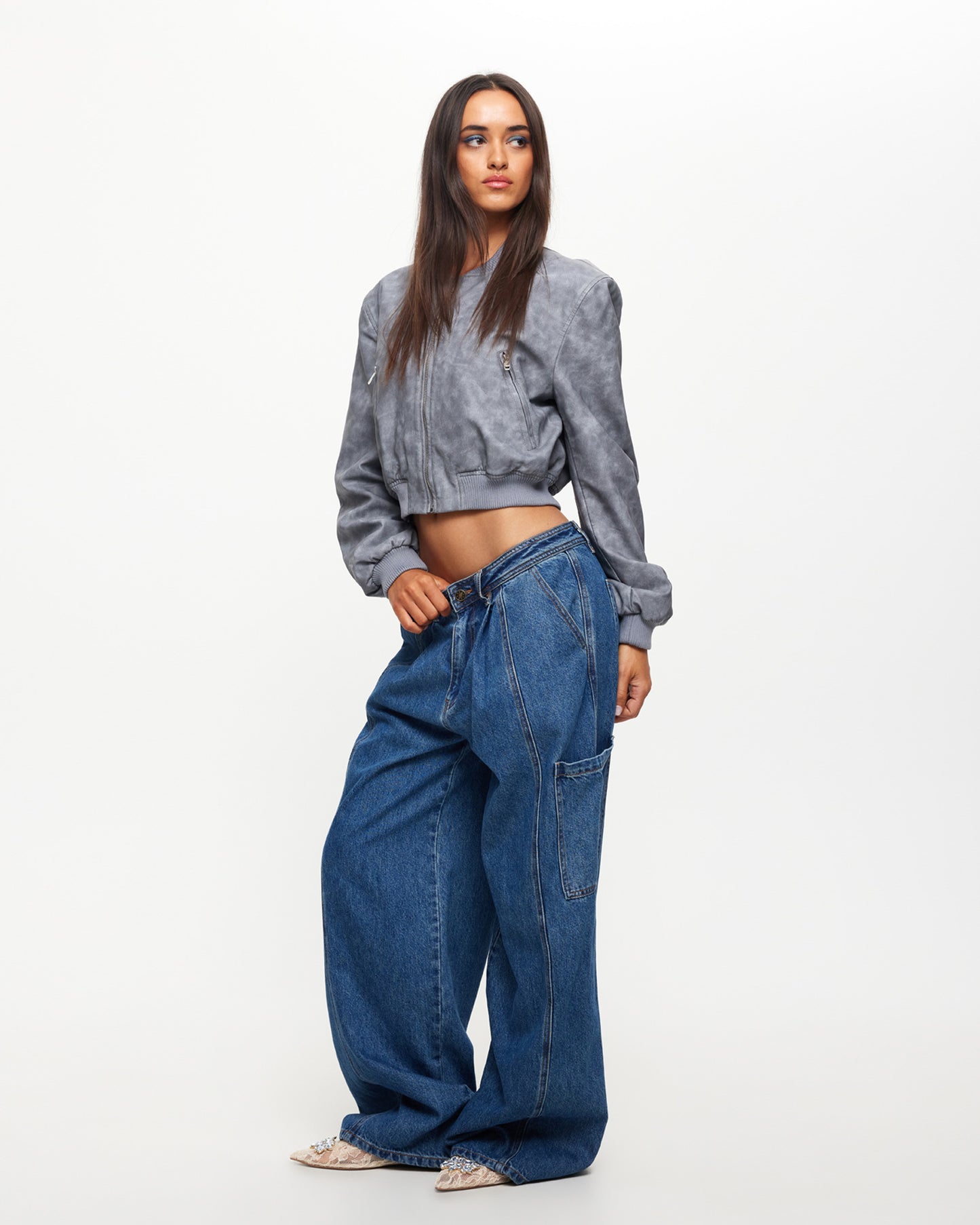 Veneda Baggy Denim Jeans in Bue