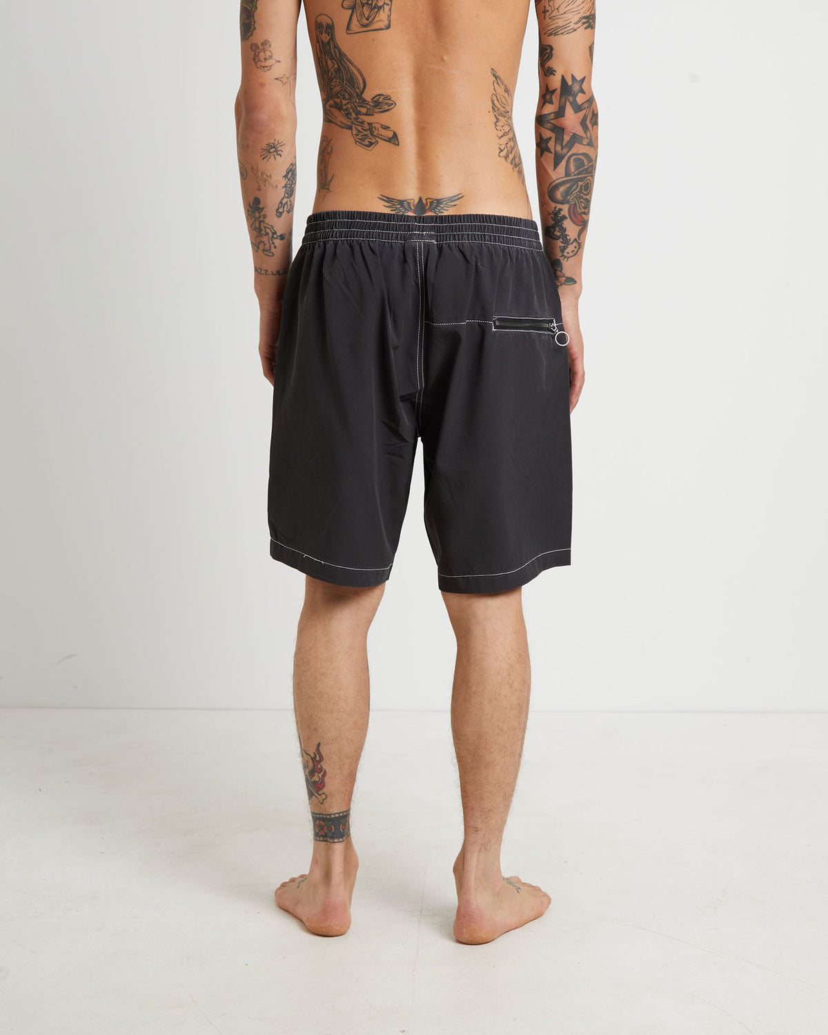 Swan Baggy Trunk Boardshorts in Black BLACK
