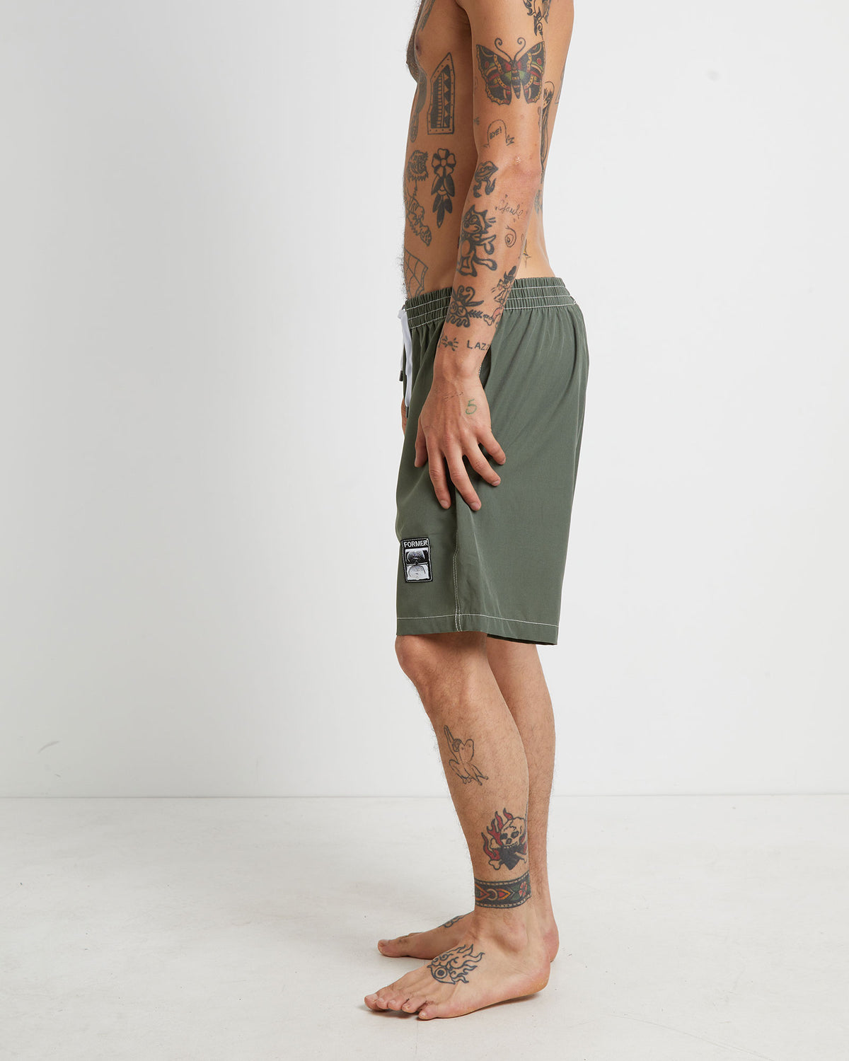 Swans Baggy Trunk Boardshorts in Army Green ARMY