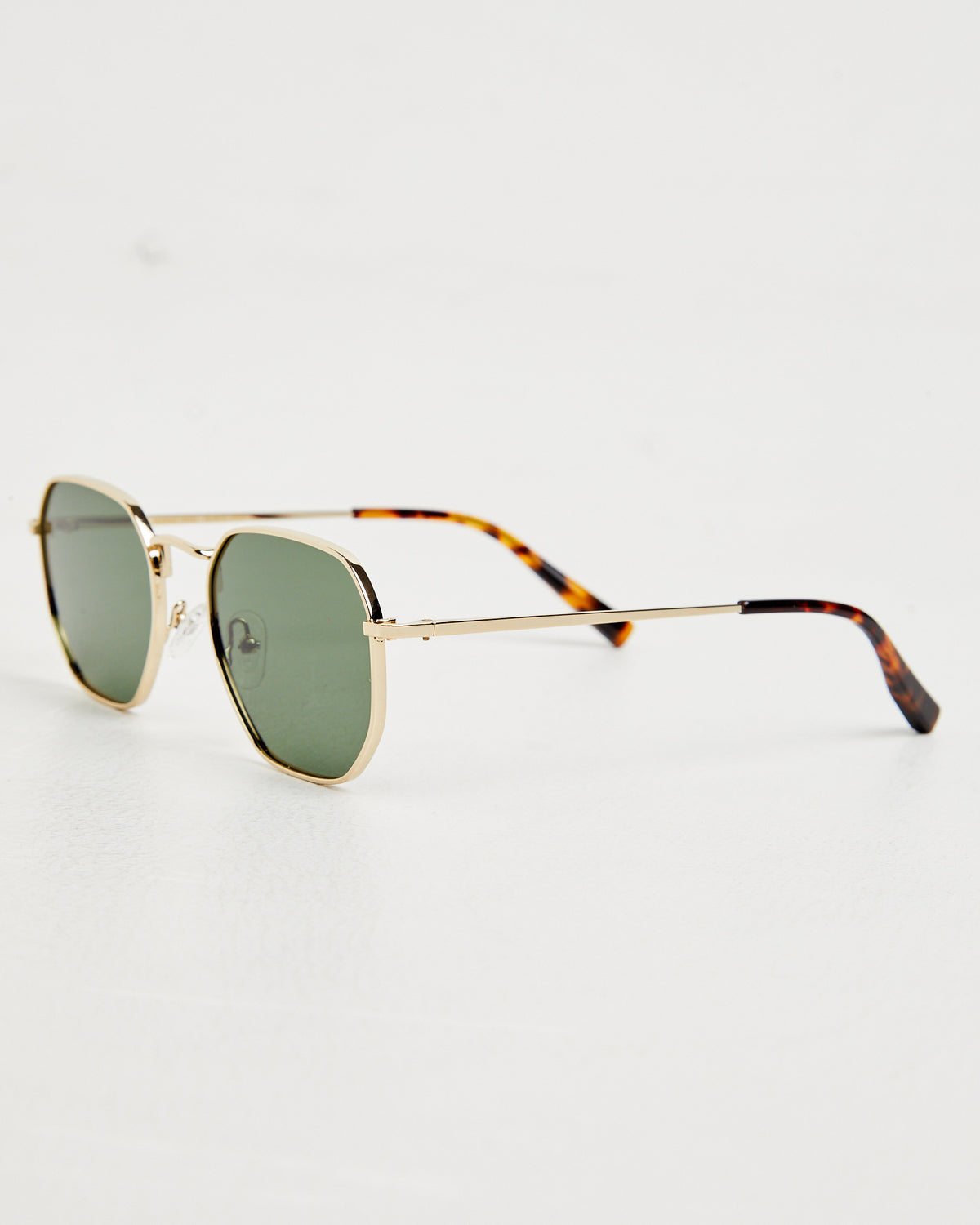 DXB Polished Sunglasses in Gold/Dark Green GOLD