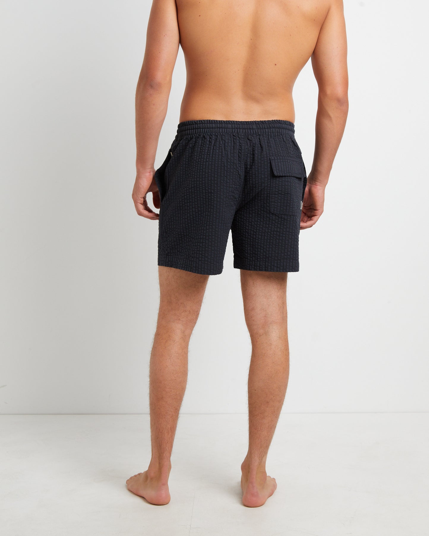 Seesucker Stripe Boardshorts in Black