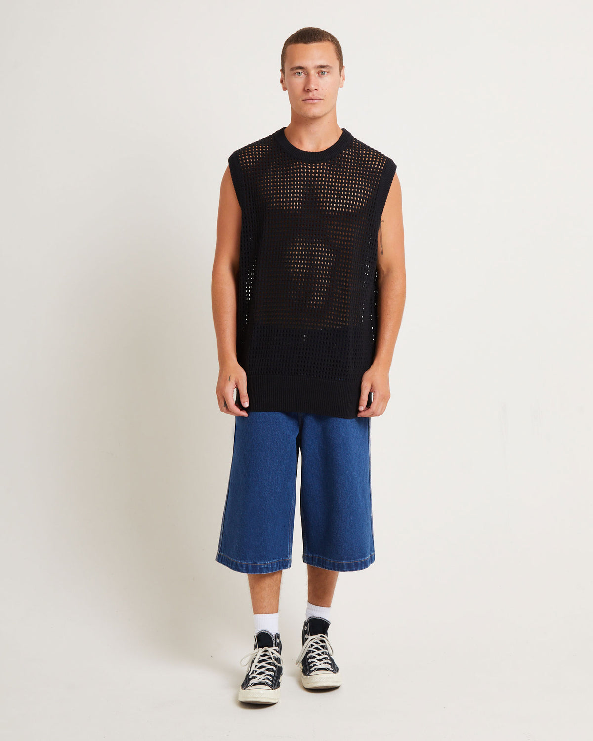 Lydo Net Knit Vest in Black BLACK