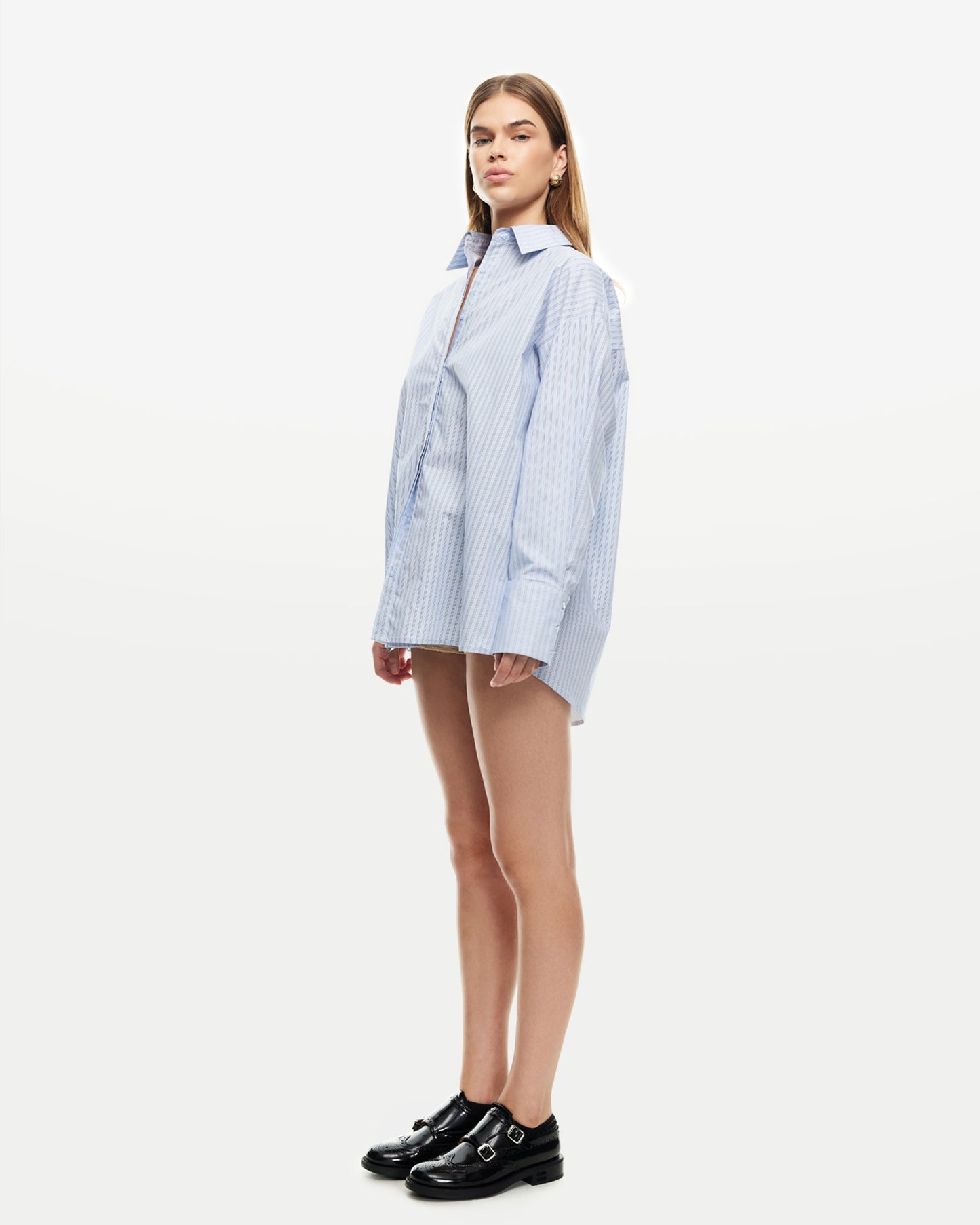 Boyfriend Long Sleeve Shirt in Blue Stripe