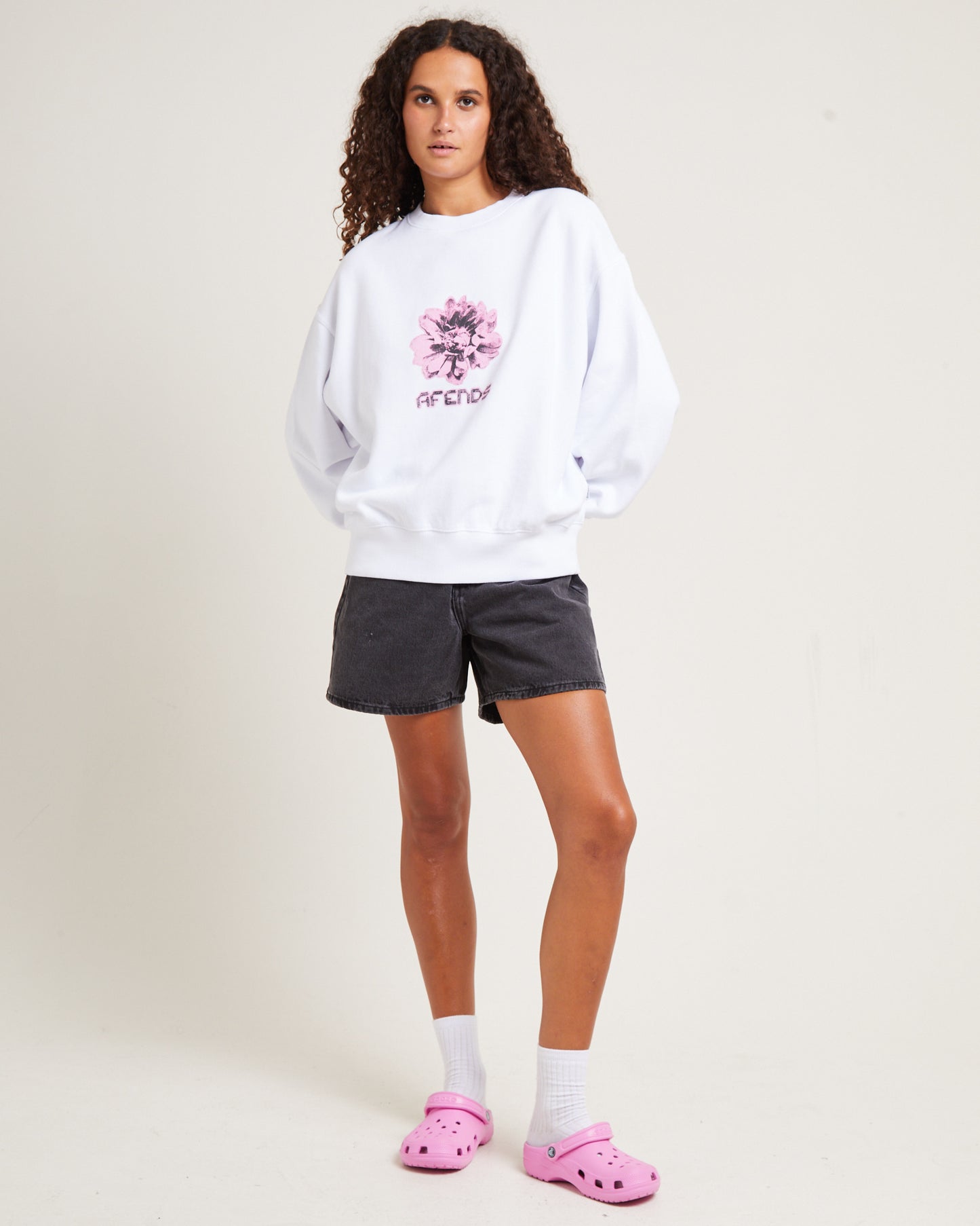 Bloom Recycled Crew Neck Jumper White