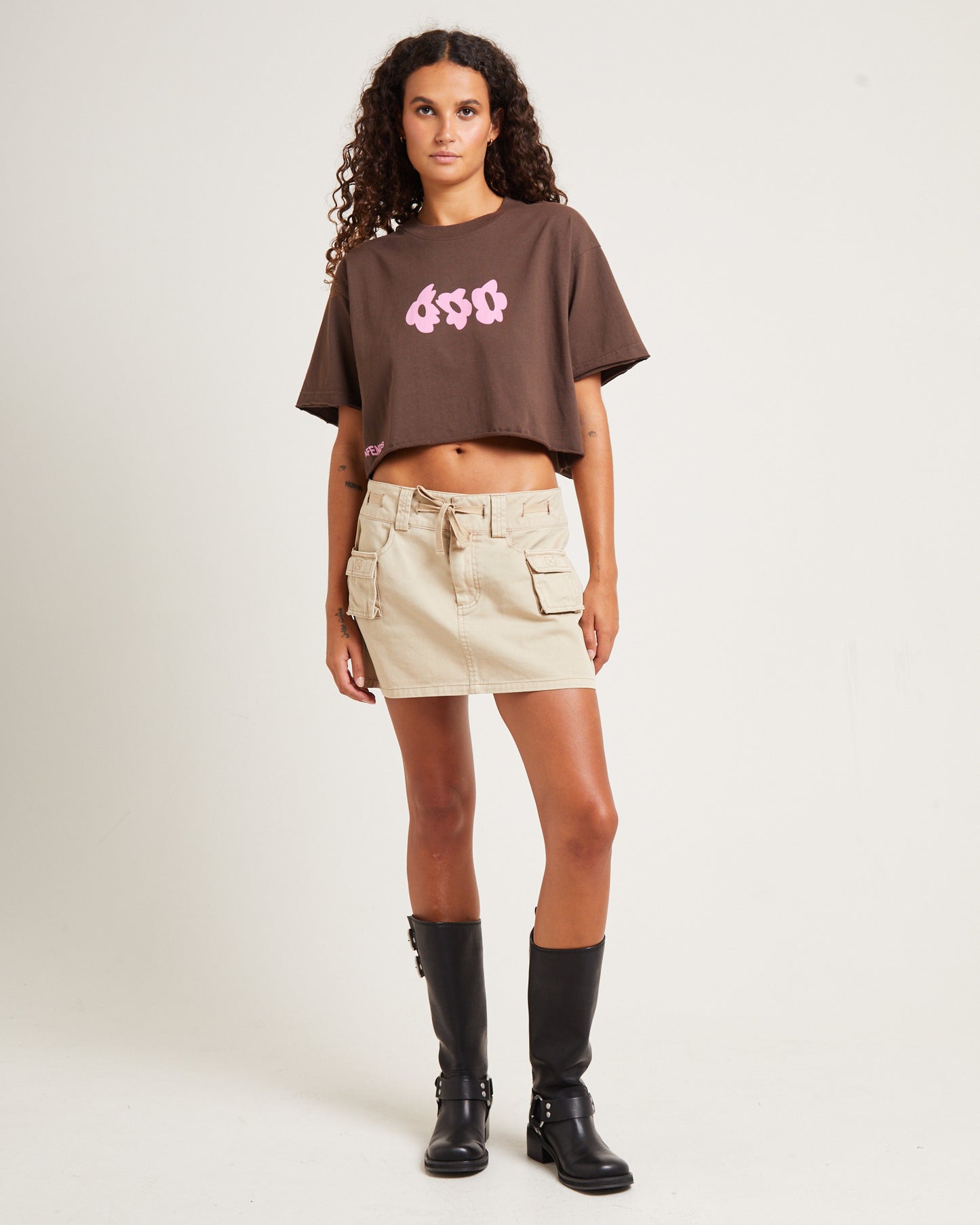 Codie Mid Rise Cargo Skirt Stone