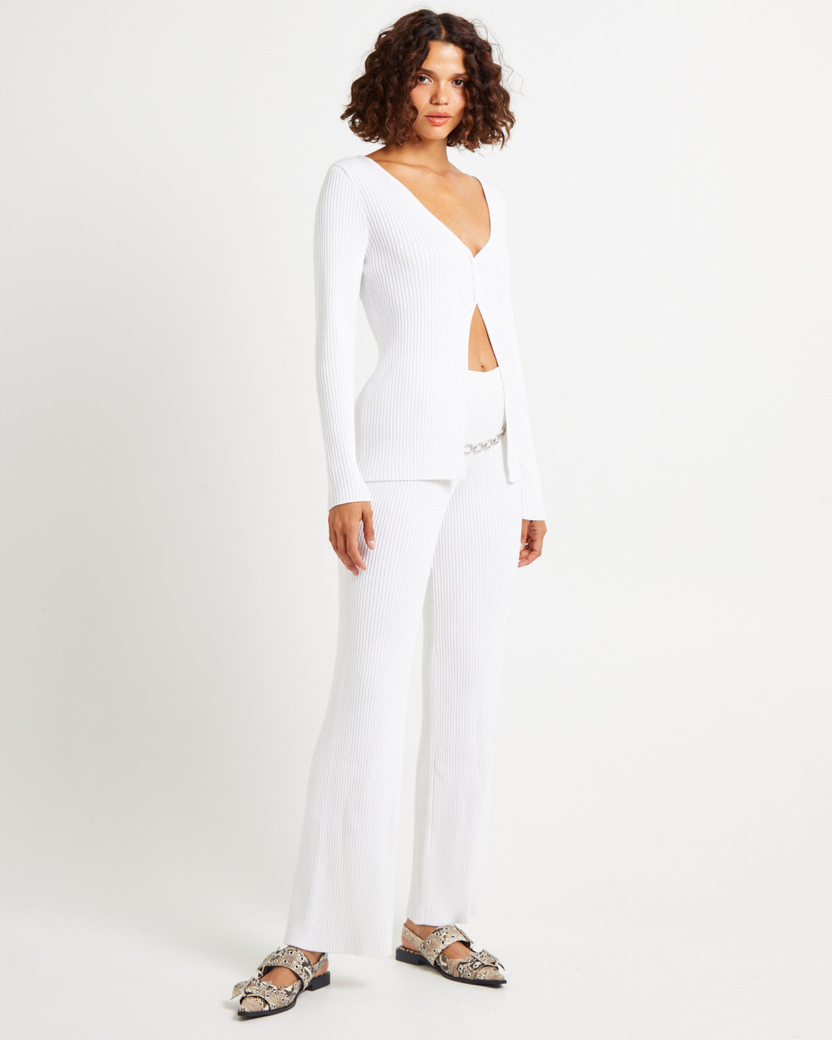 Kiah Long Sleeve Knit Top WHITE