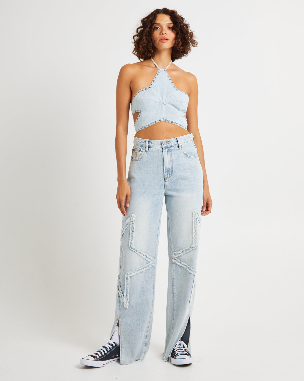 Diamonde Star Straight Leg Mid Waist Denim Billie Jeans DIAMONDE