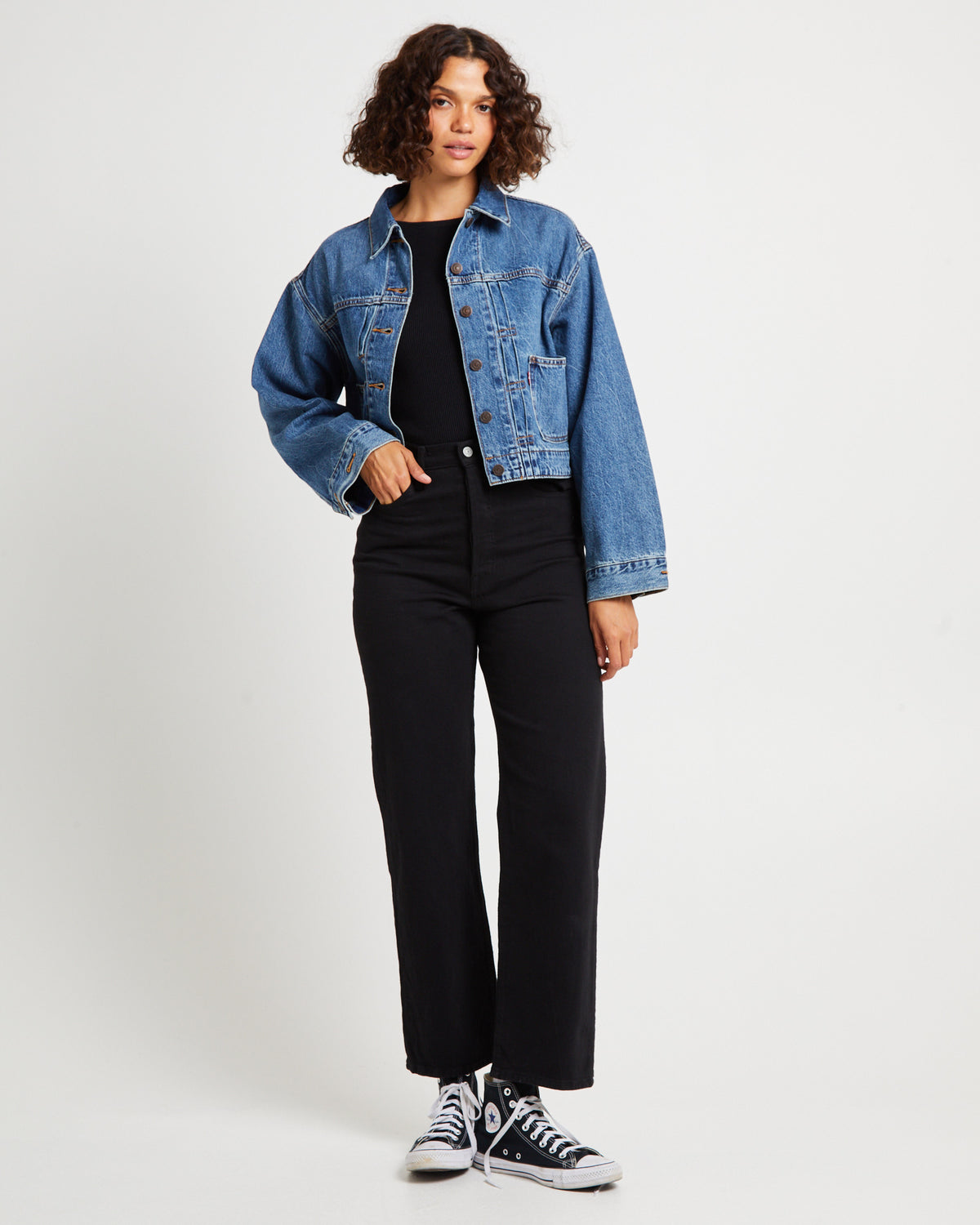 Tailored 90s Denim Trucker Denim Jacket MISSED MY FLIGHT