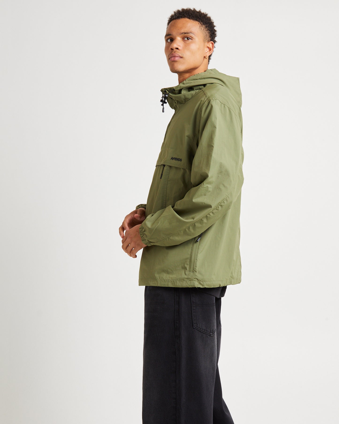 System Recycled Water Resistant pray Anorak Jacket Military Green