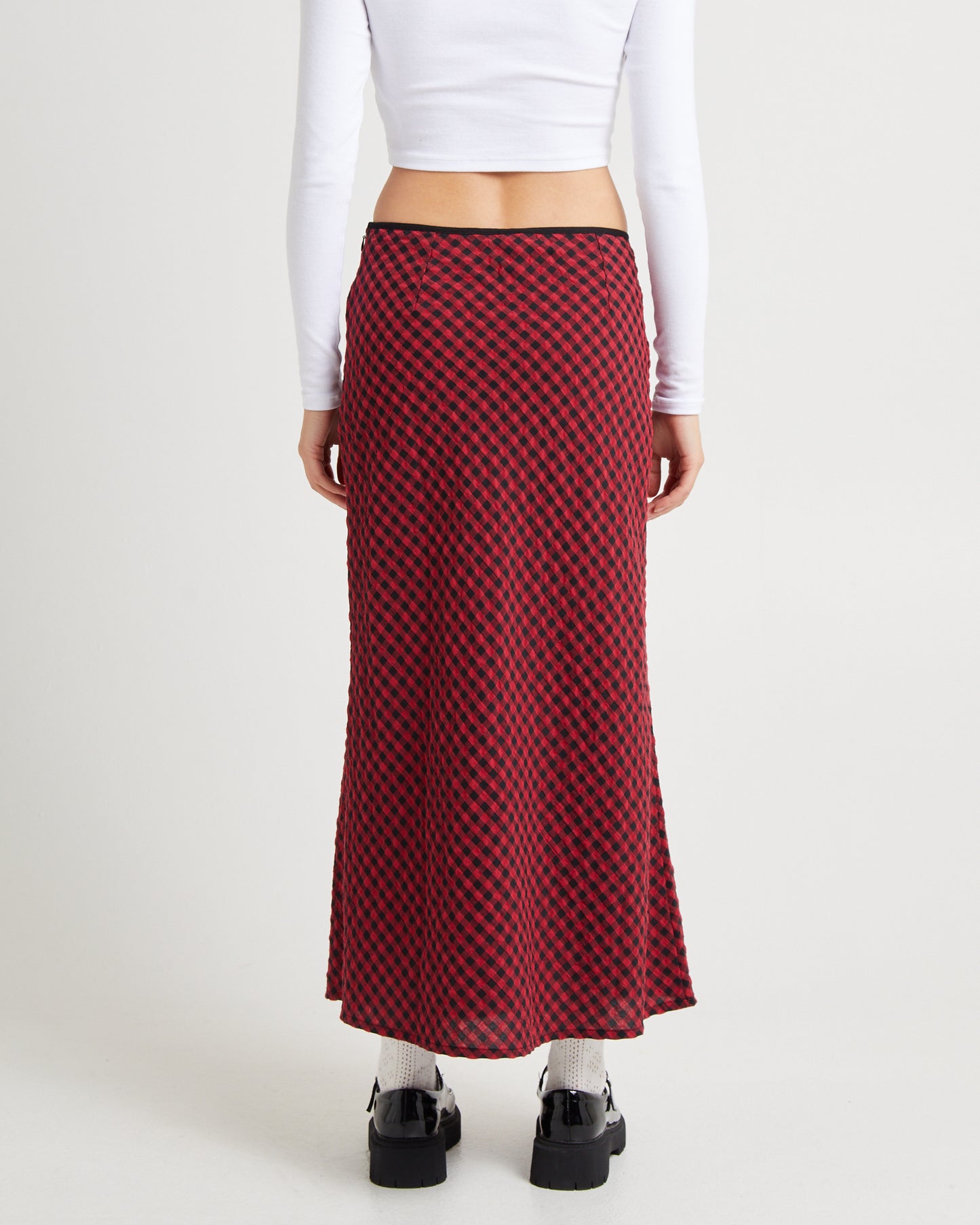 Grunge Plaid Midi Skirt
