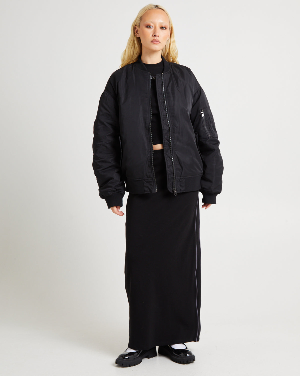 Relaxed Bomber Jacket BLACK