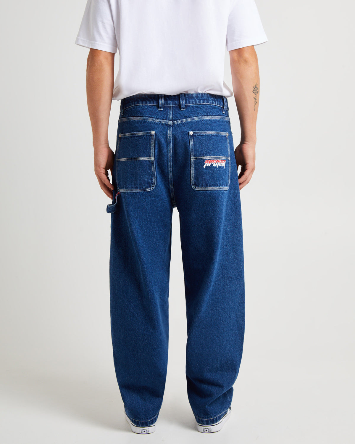 Kay Embroided Wide Leg Denim Pants MID BLUE