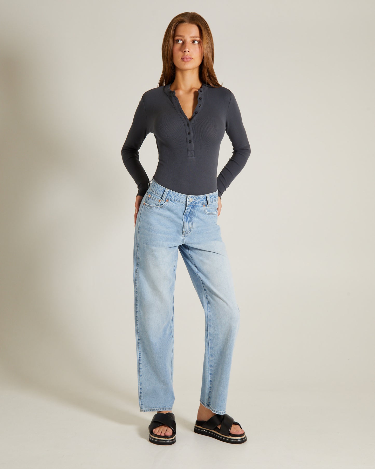 Button Front Long Sleeve Bodysuit