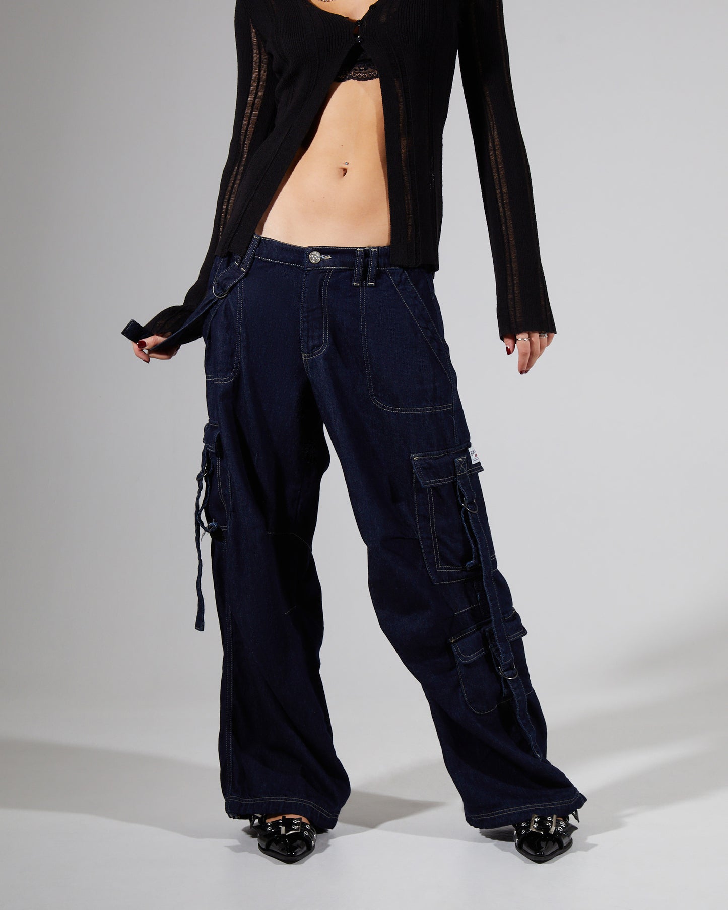 BDG Strappy Cargo Pants Rinse Denim