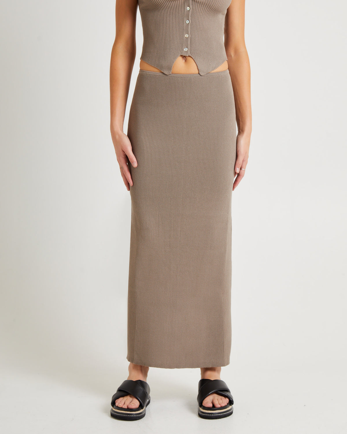 Kelse Knitted Maxi Skirt TAUPE