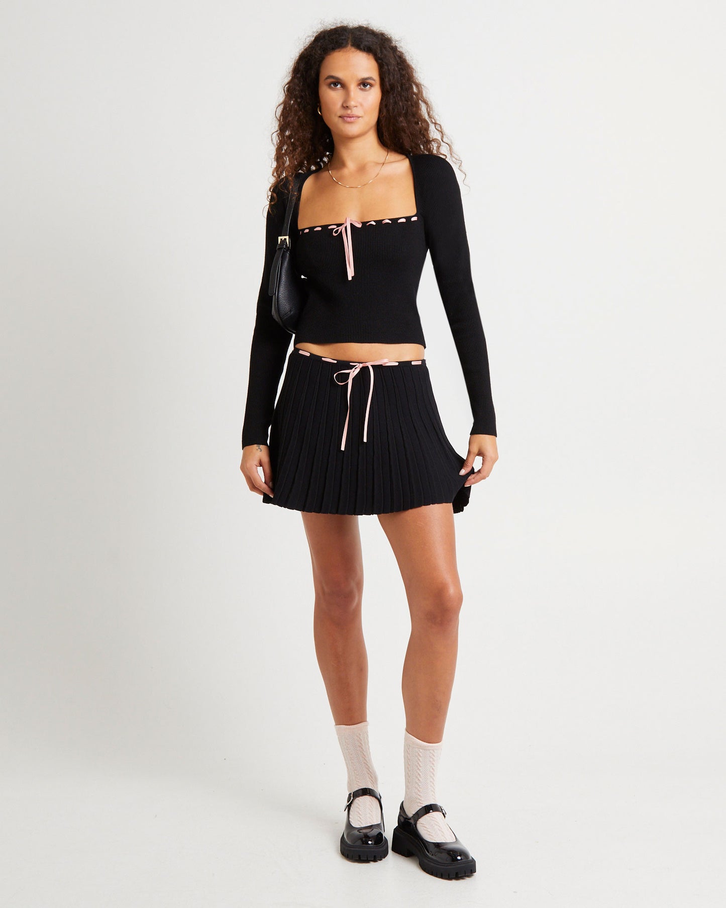 Cartia Laced Square Neck Knit Top