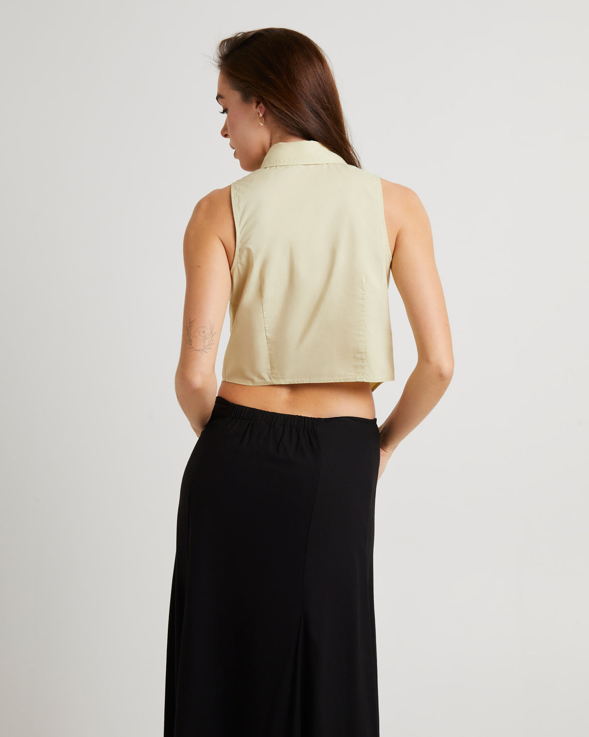 Cotton Poplin Sleeveless Shirt GREEN HAZE