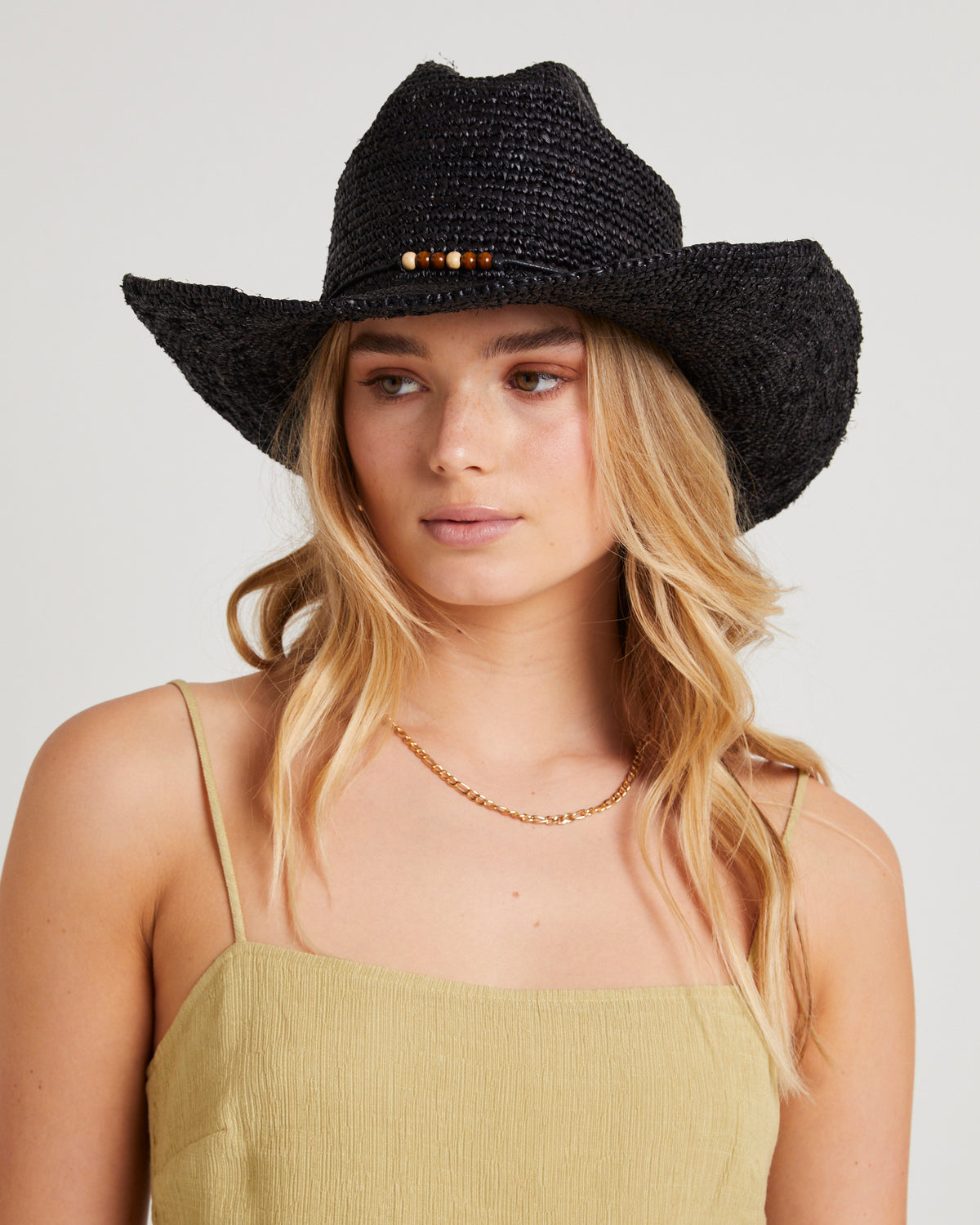 Beach Side Rafia Cowboy Hat BLACK