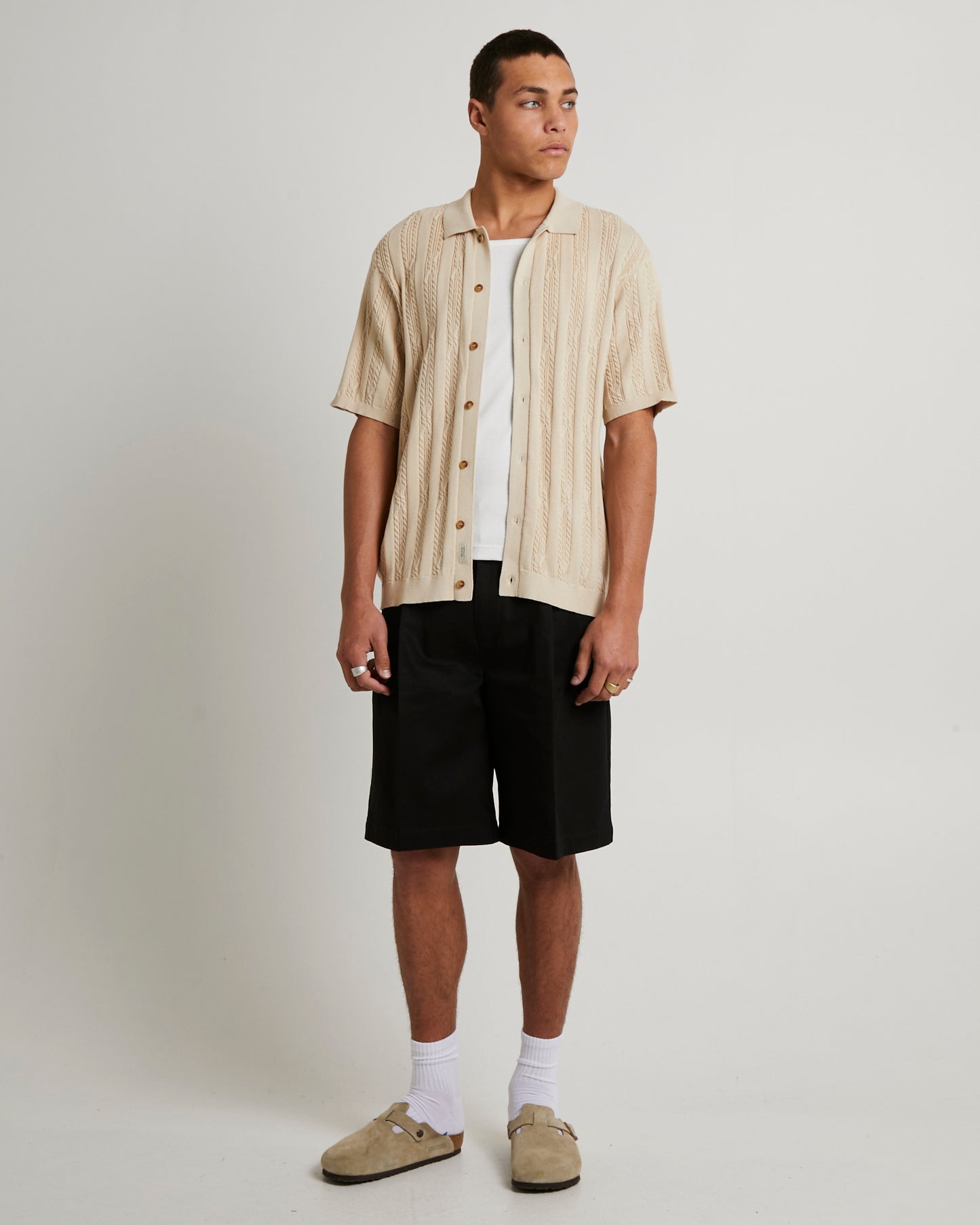 Santis Short Sleeve Cable Knit Shirt