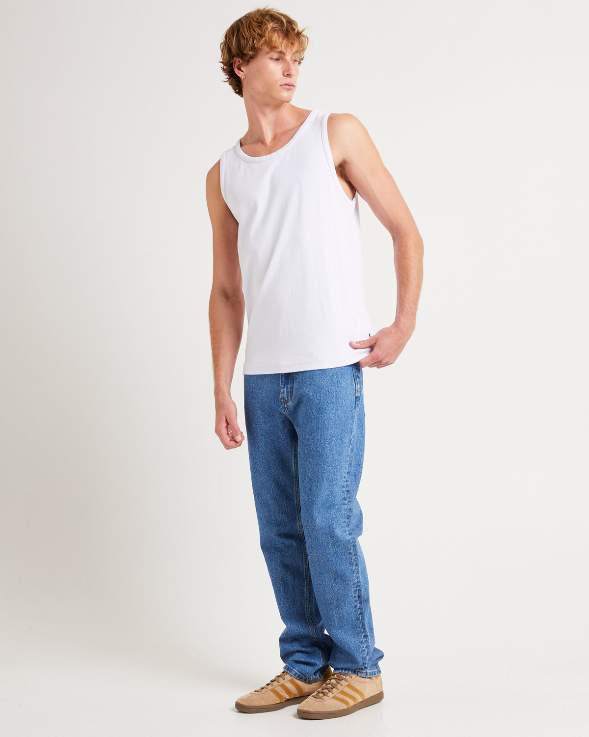 Paramount Ribbed Singlet WHITE