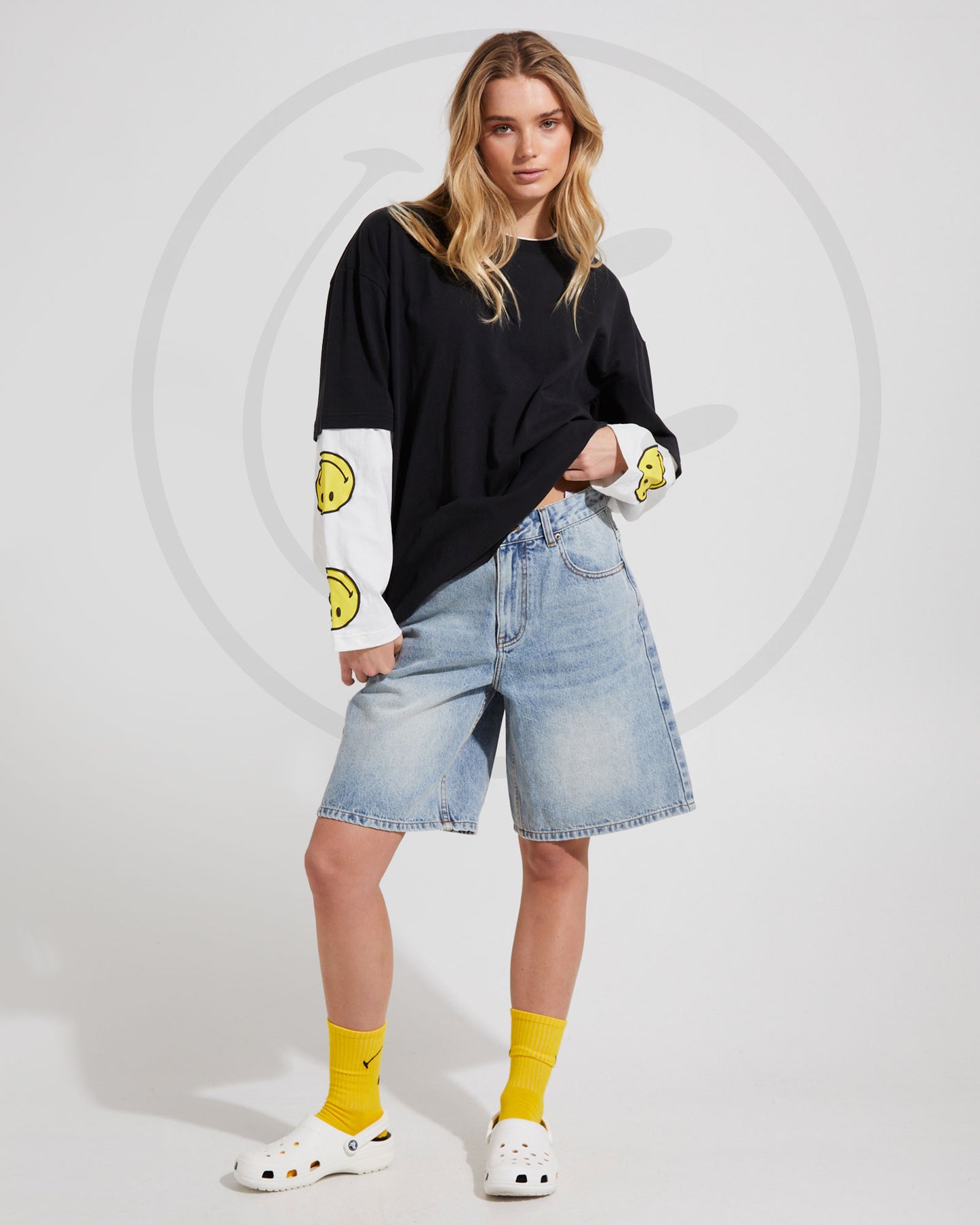 Insight x Smiley Beam Double Layer Long Sleeve T-Shirt