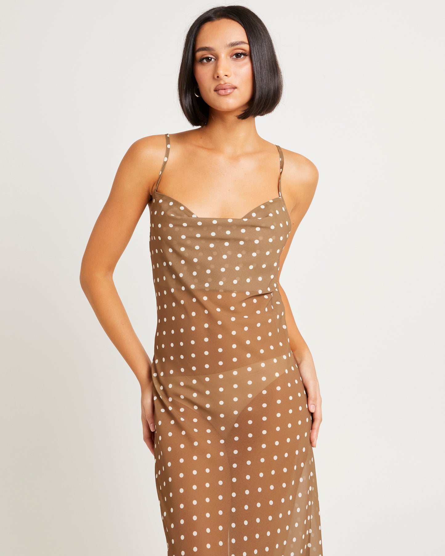 Paris Polka Dot Sheer Maxi Dress