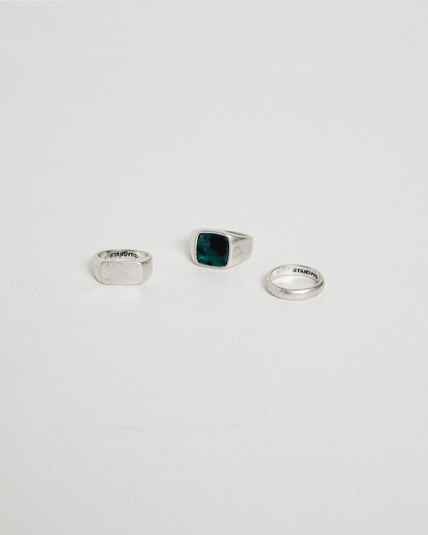 Square Inlay Signet Ring Set