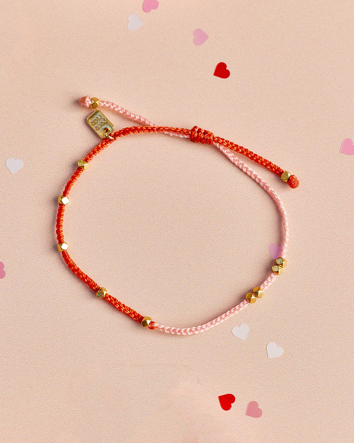 Pink & Red Two Tone Dainty Gold Bracelet GOLD