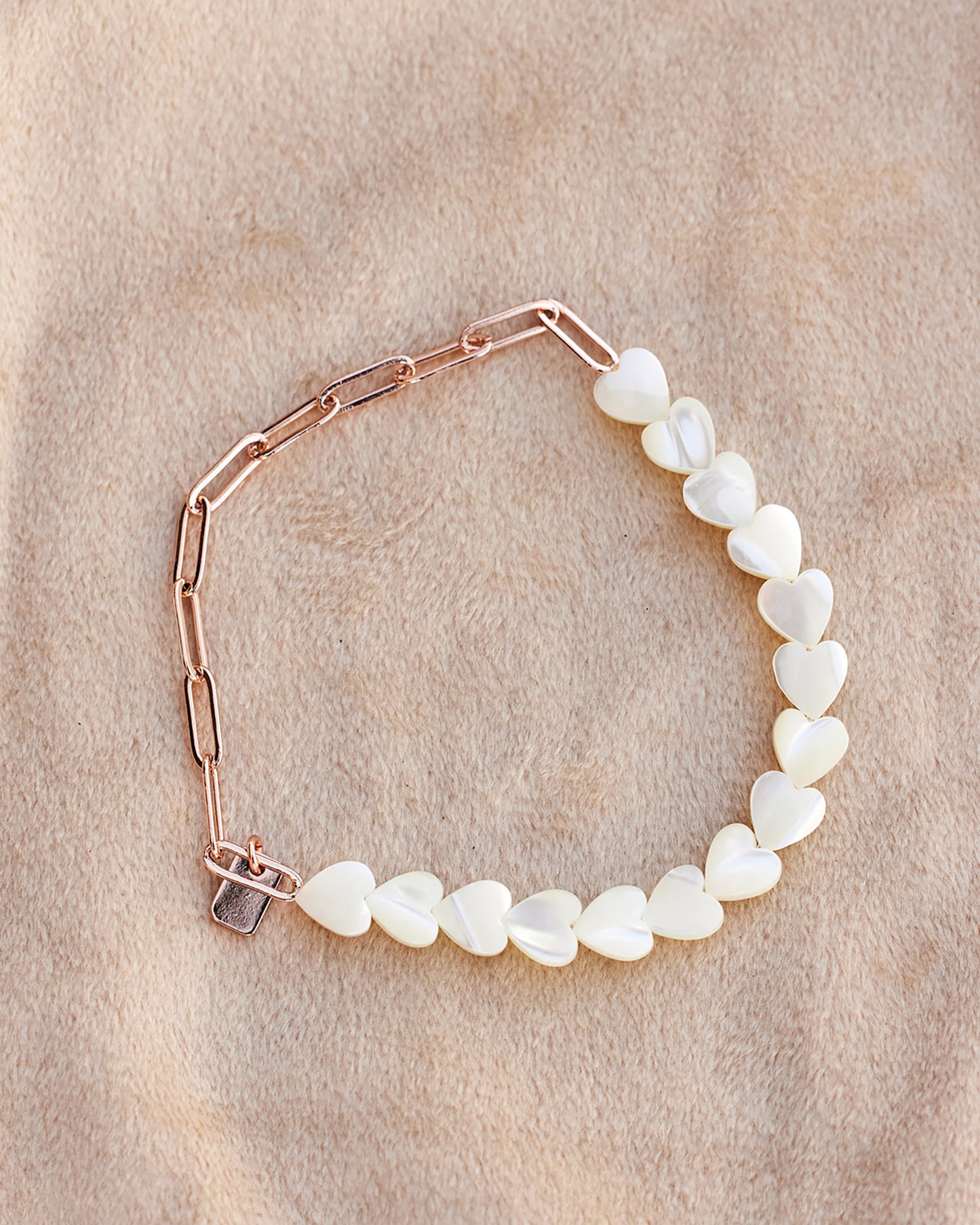 Pearl Heart Paperclip Chain Bracelet