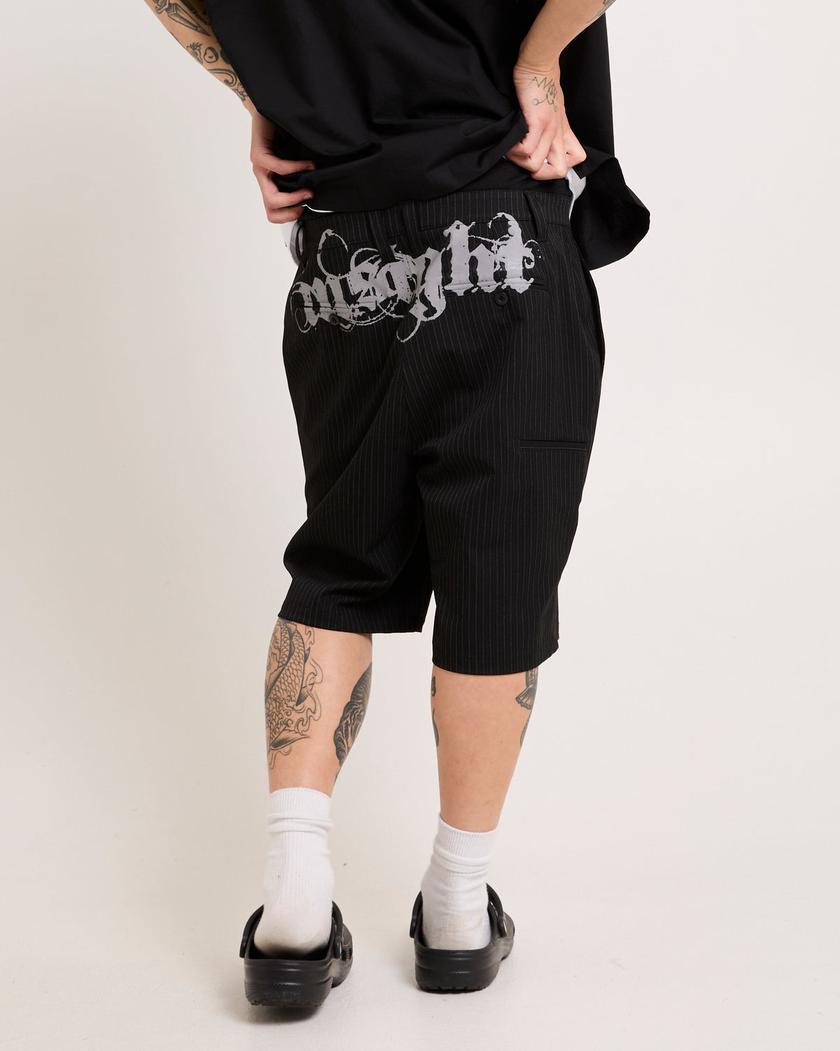 Essence Pinstripe Shorts BLACK