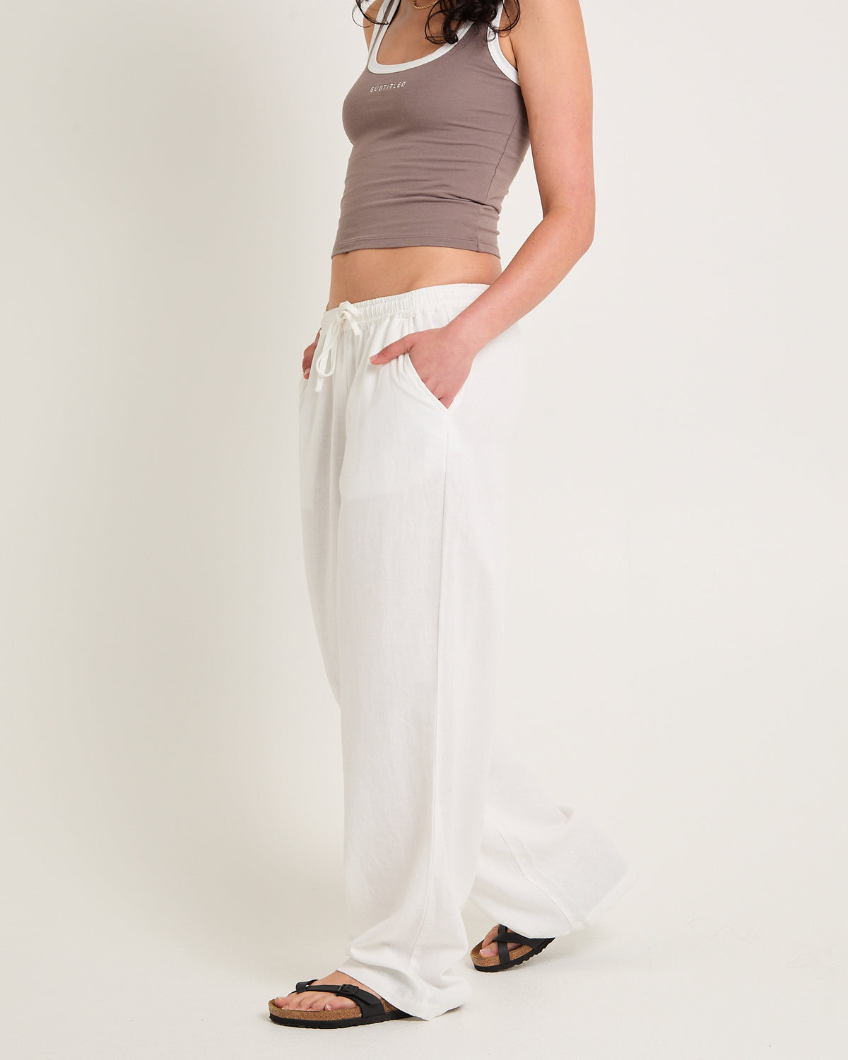 Kai Linen Draw Pant WHITE