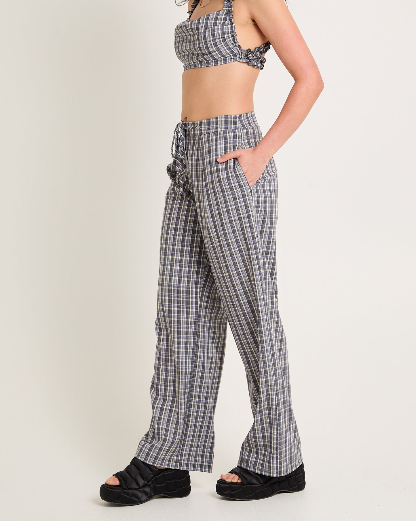 Dion Check Relaxed Belt Pants