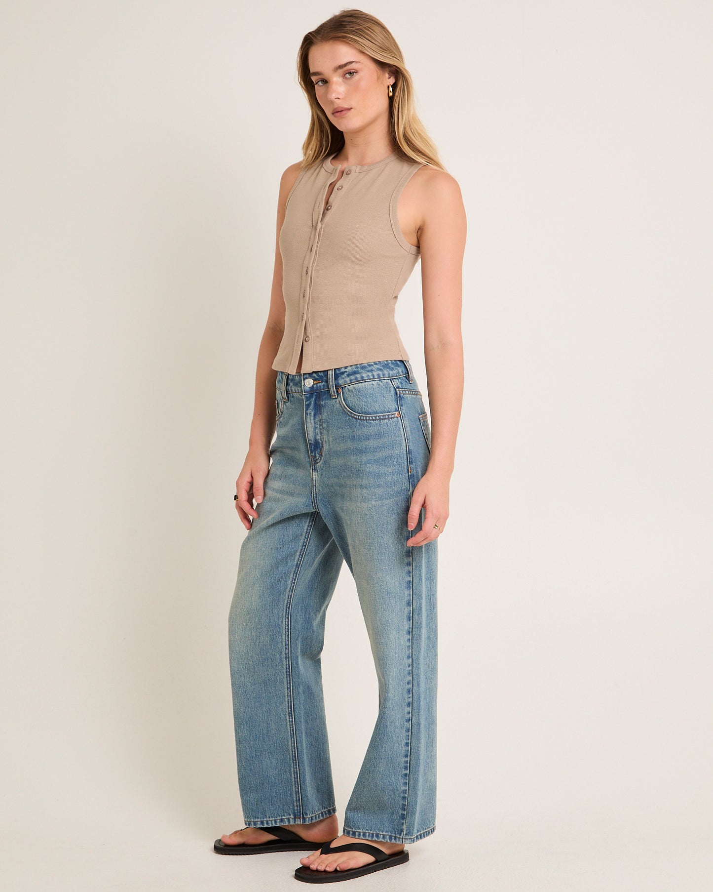 Zoe Button Front Tank Top