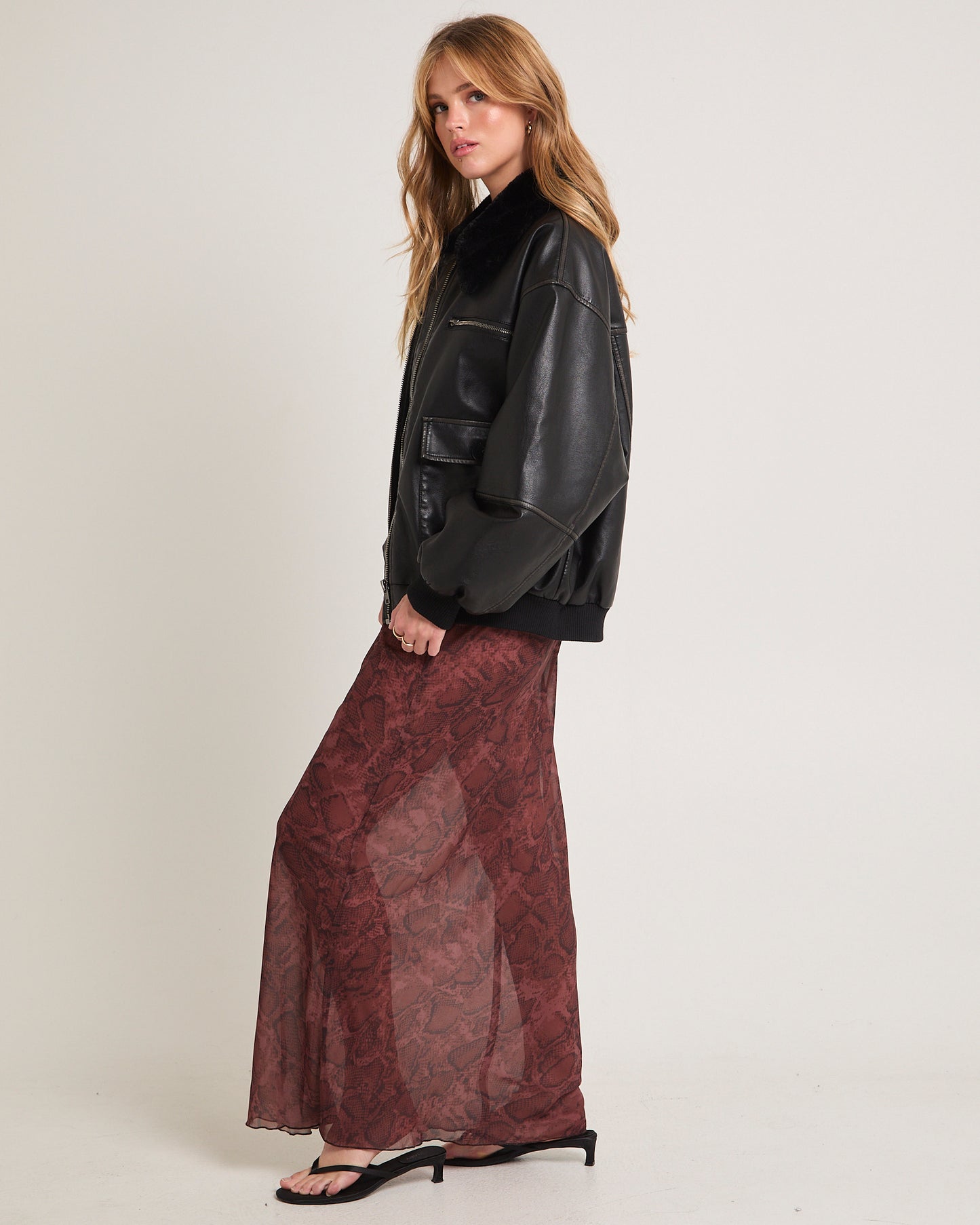 Cody Fur Trim Distressed PU Jacket