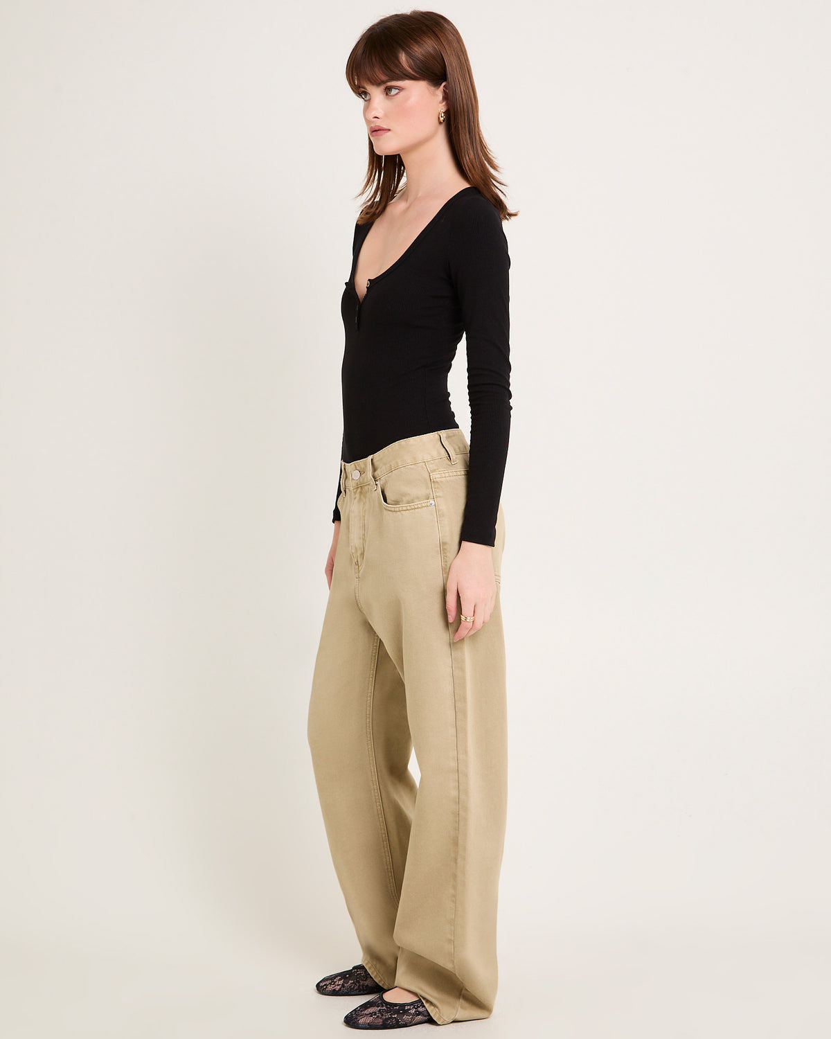 Soft Knit Rib Button Bodysuit BLACK