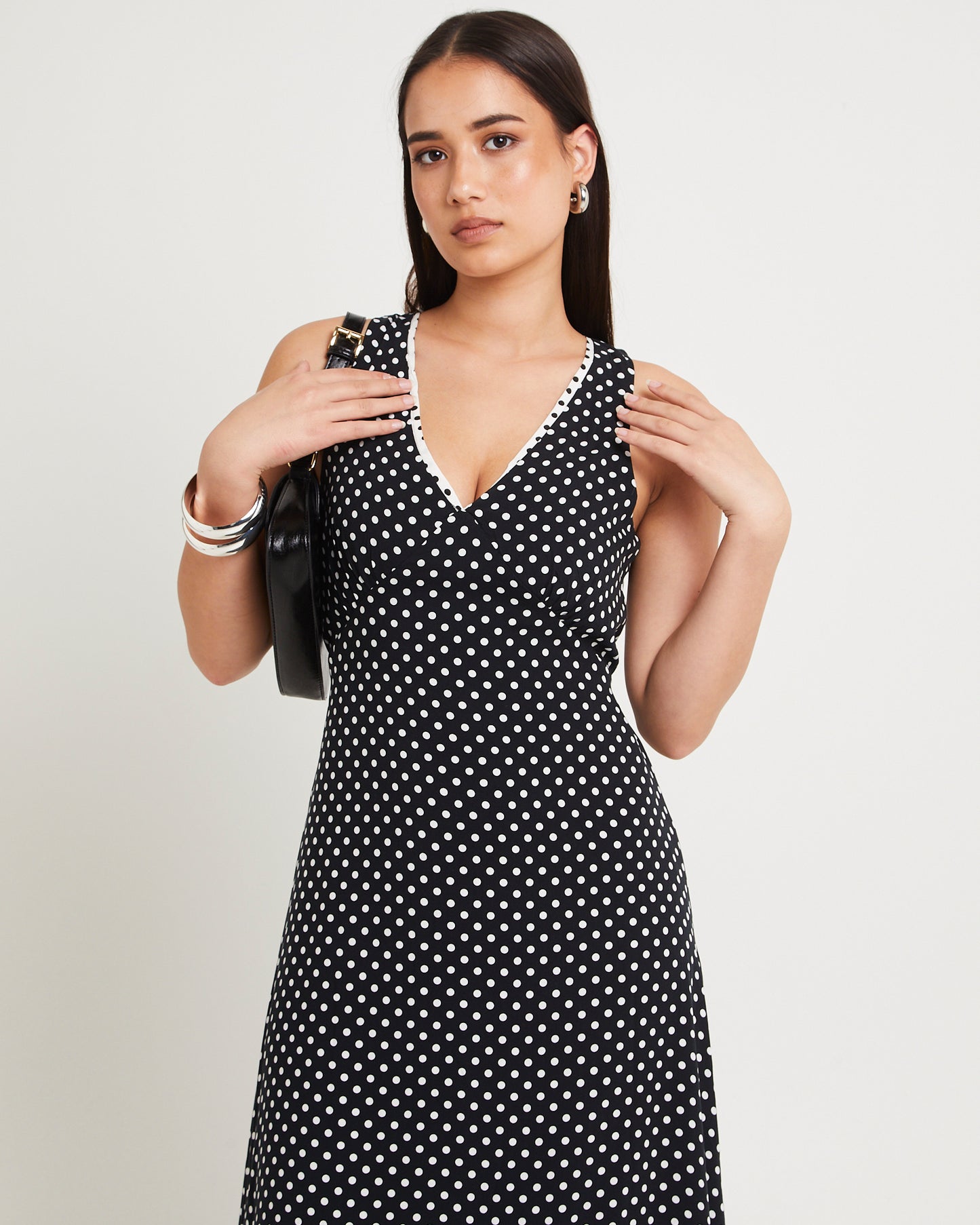 Polkadot V Neck Maxi Dress