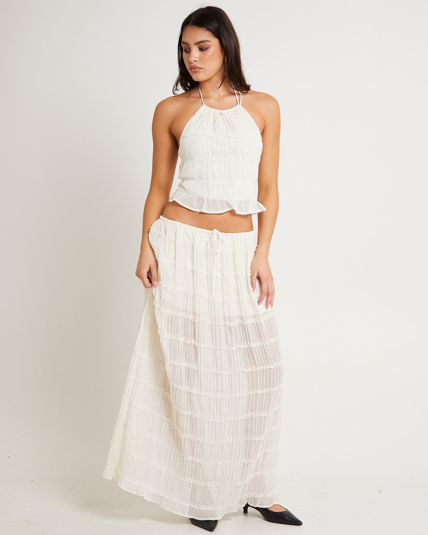 Alda Shirred Maxi Skirt