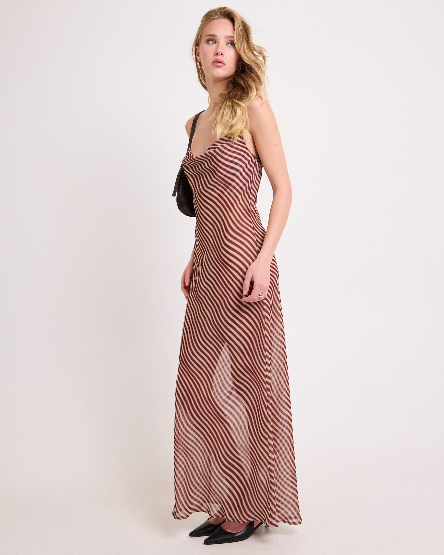 Celly Cowl Sheer Maxi Dress