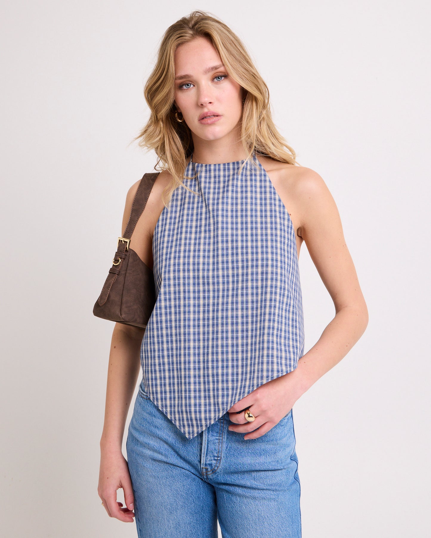 Iluka Check High Neck Top