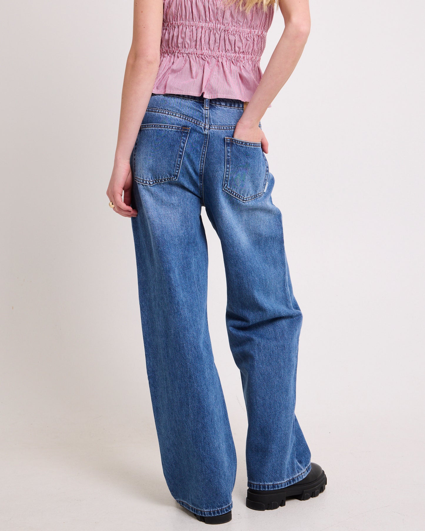 Cora Tie Wide Leg Denim Jeans