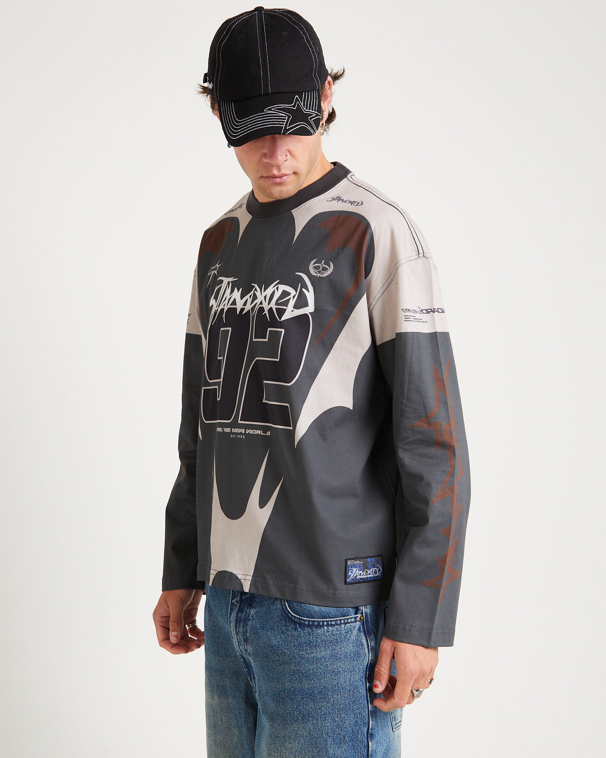 Rottweiler Moto Long Sleeve Jersey BLACK